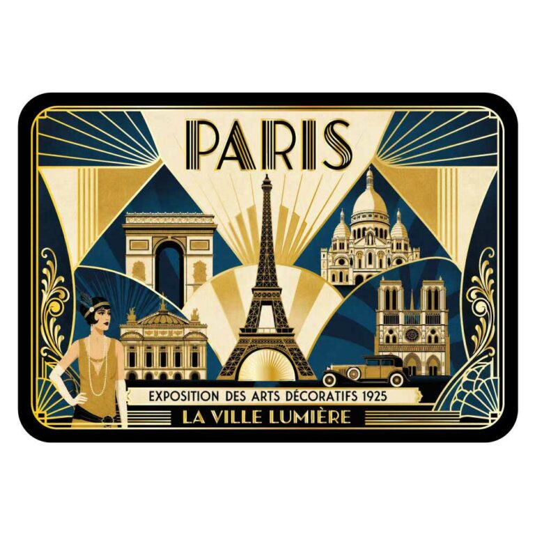 Carte Postale Paris Dorure - Art Déco Les Monuments Célèbres